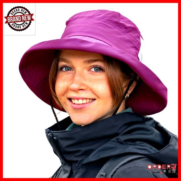 Wide Brim Bucket Sun Hat with Ponytail Hole UPF 50 Packable Travel